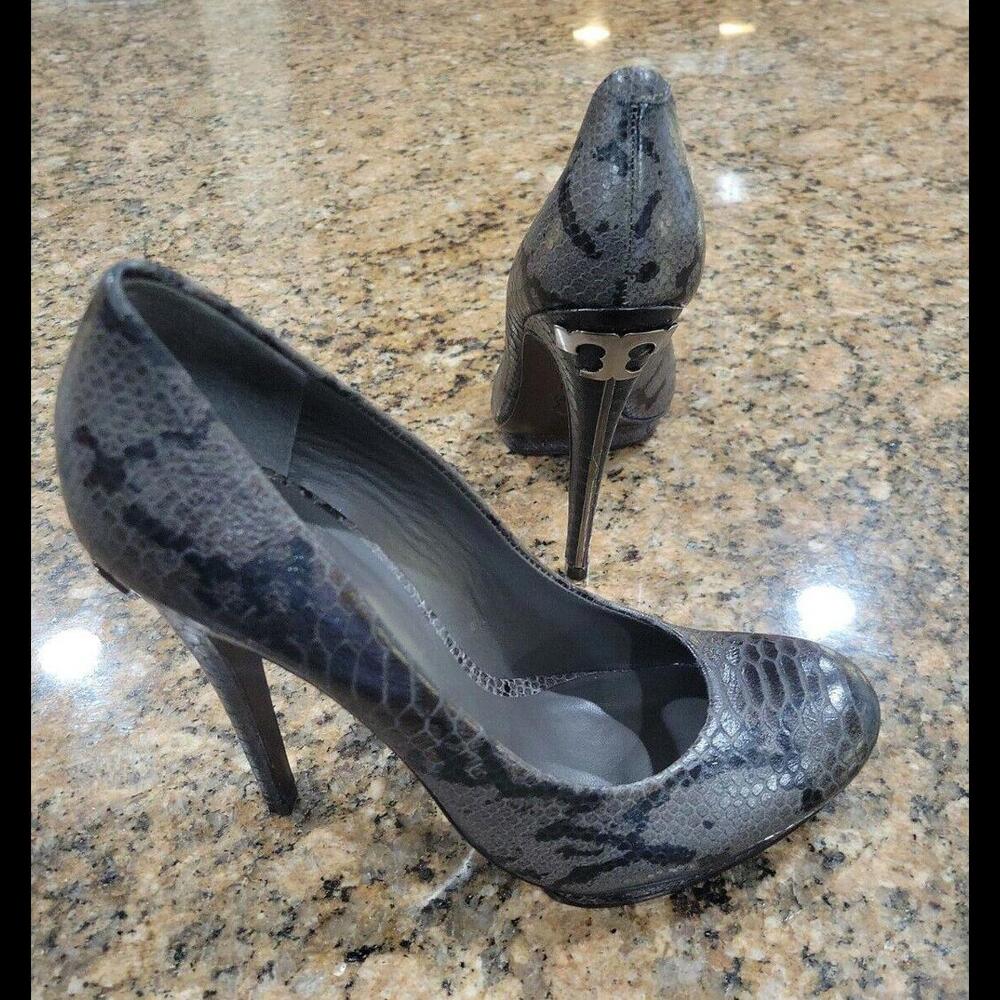 Tory Burch Womens Gray Jude Reptile Leather Pumps High Heels Stilettos Shoes 10